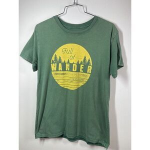 Mighty Fine Men’s Graphic T Full Of Wander Green Medium Hiking Outdoors‎ Nature